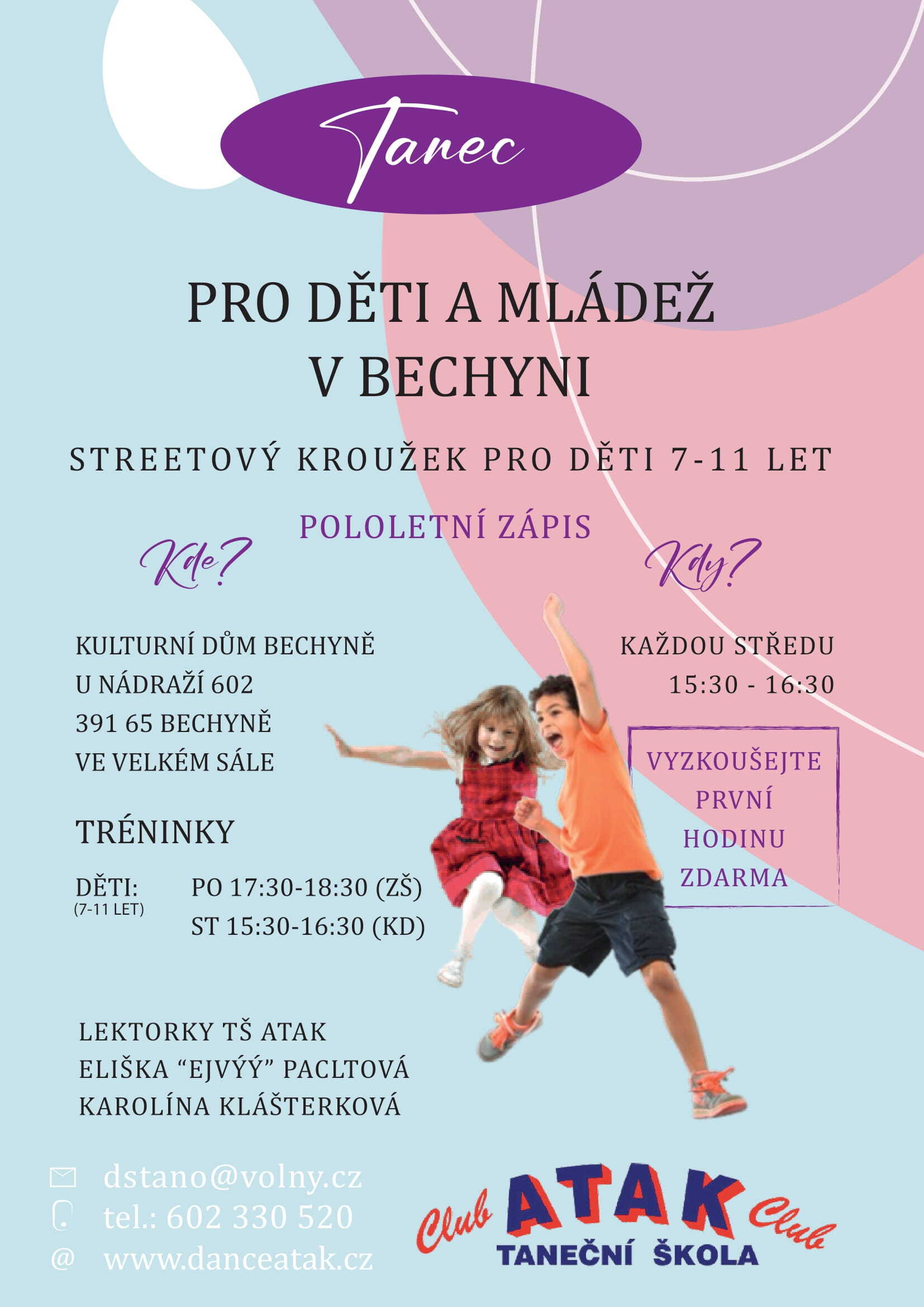 Taneční kroužek ATAK pořádá pololetní zápis